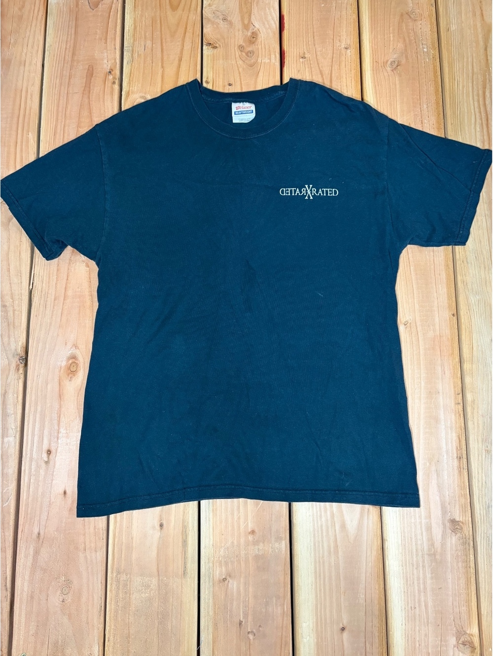 Hanes Heavyweight Black X-Rated Graphic T-Shirt Size L